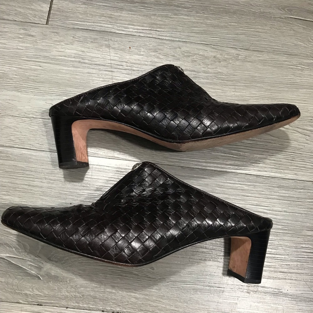 Brighton Tynan Basket Weave Brown Leather Mules Size 7 View 4